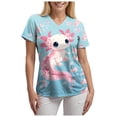 thumbnail image 3 of felwors Print Scrubs for Women Nurse Vet Pediatric with Design Fit Plus Size Scrub Tops 2026 Spring Summer Scrub Shirts (Sky Blue, XL), 3 of 7