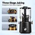 thumbnail image 4 of Cold Press Juicer Machine, 3-in-1 Juice Maker for Juice, Sorbet & Nut Milk, 6.5" Extra Wide Feed Chute, 100oz Capacity and 350W Motor, Black, 4 of 10