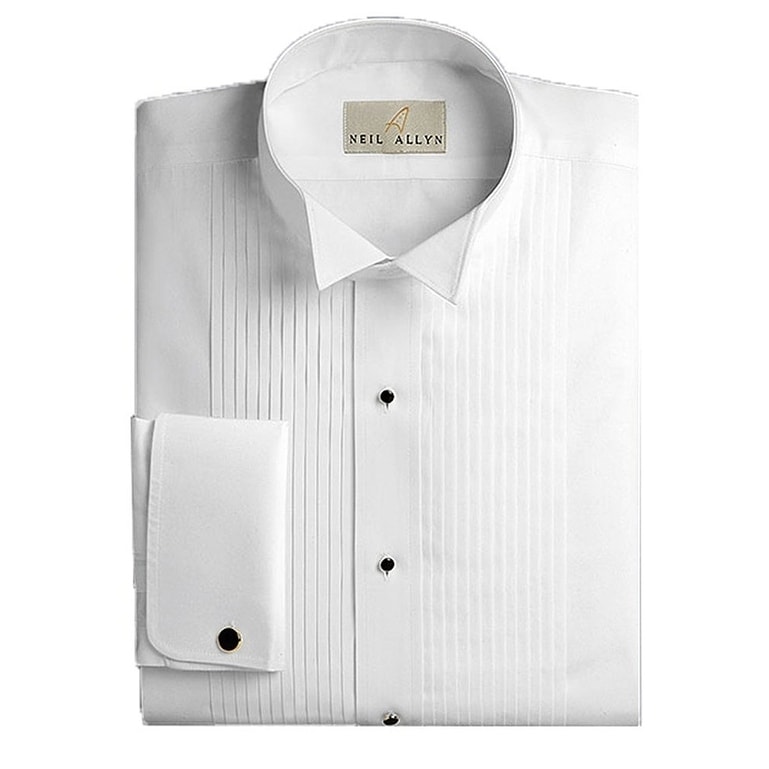 White Neil Allyn Mens Tuxedo Shirt Poly/Cotton Wing Collar 1/4 Inch Pleat Tag 3XL White 19-36/37 White Neil Allyn Mens Tuxedo Shirt Poly/Cotton Wing Collar 1/4 Inch Pleat Tag 3XL White 19-36/37