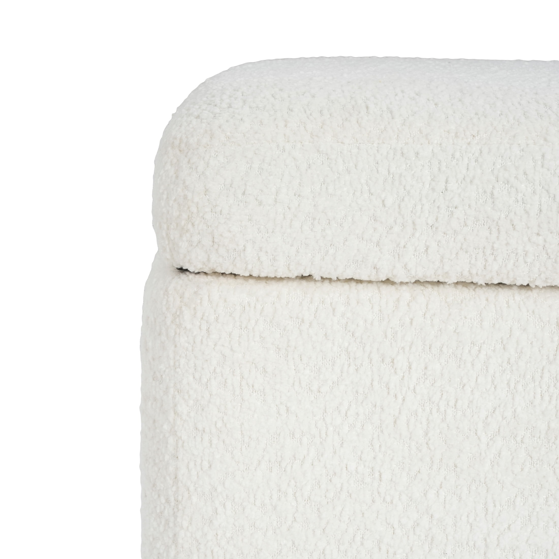 Christopher Knight Home Chenille Upholstered Storage Ottoman Bench with Solid Wood Legs, White