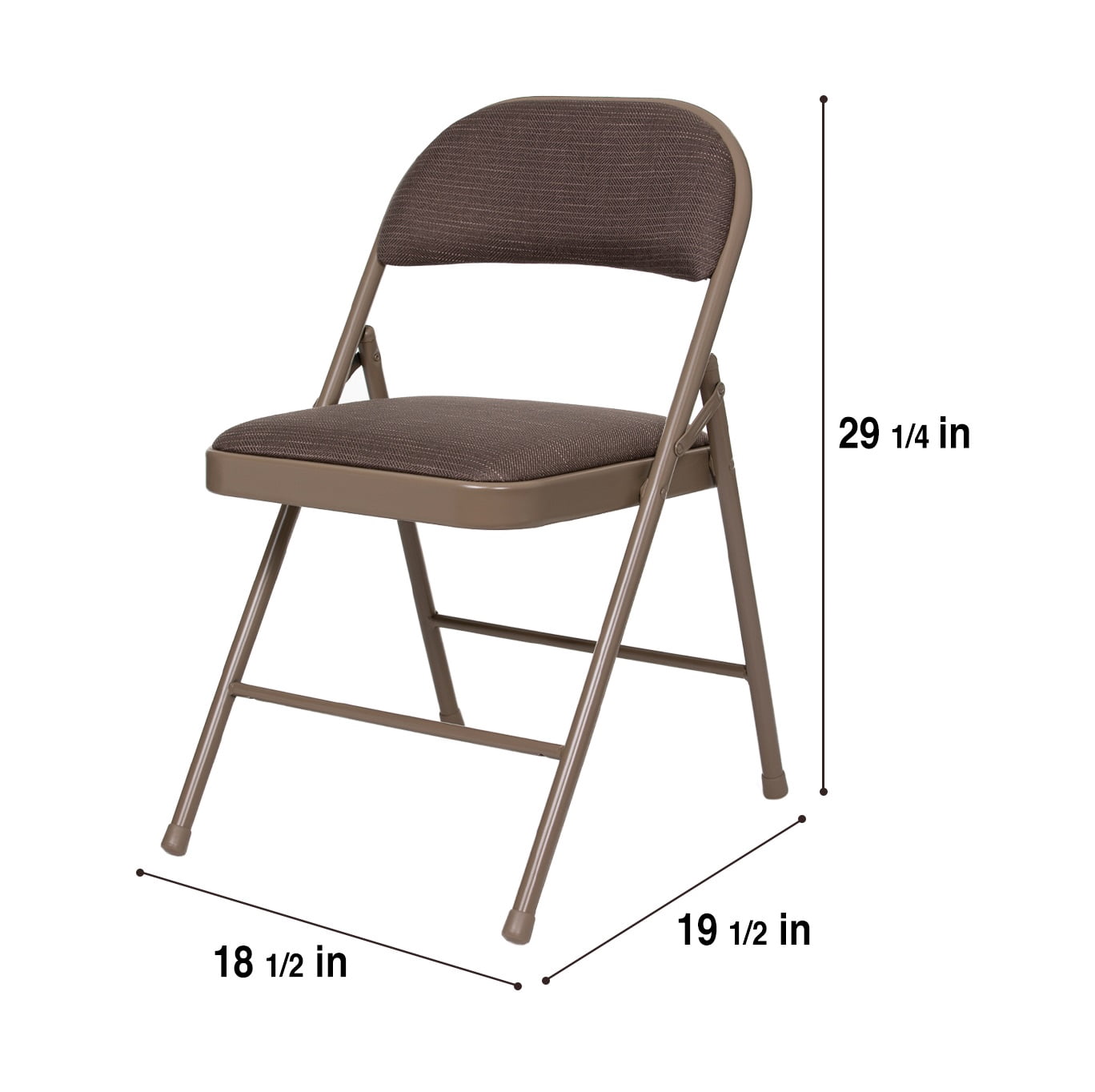 Hampden Furnishings Bernadine Collection Basics Fabric Folding Chair, Brown, Pack of 4