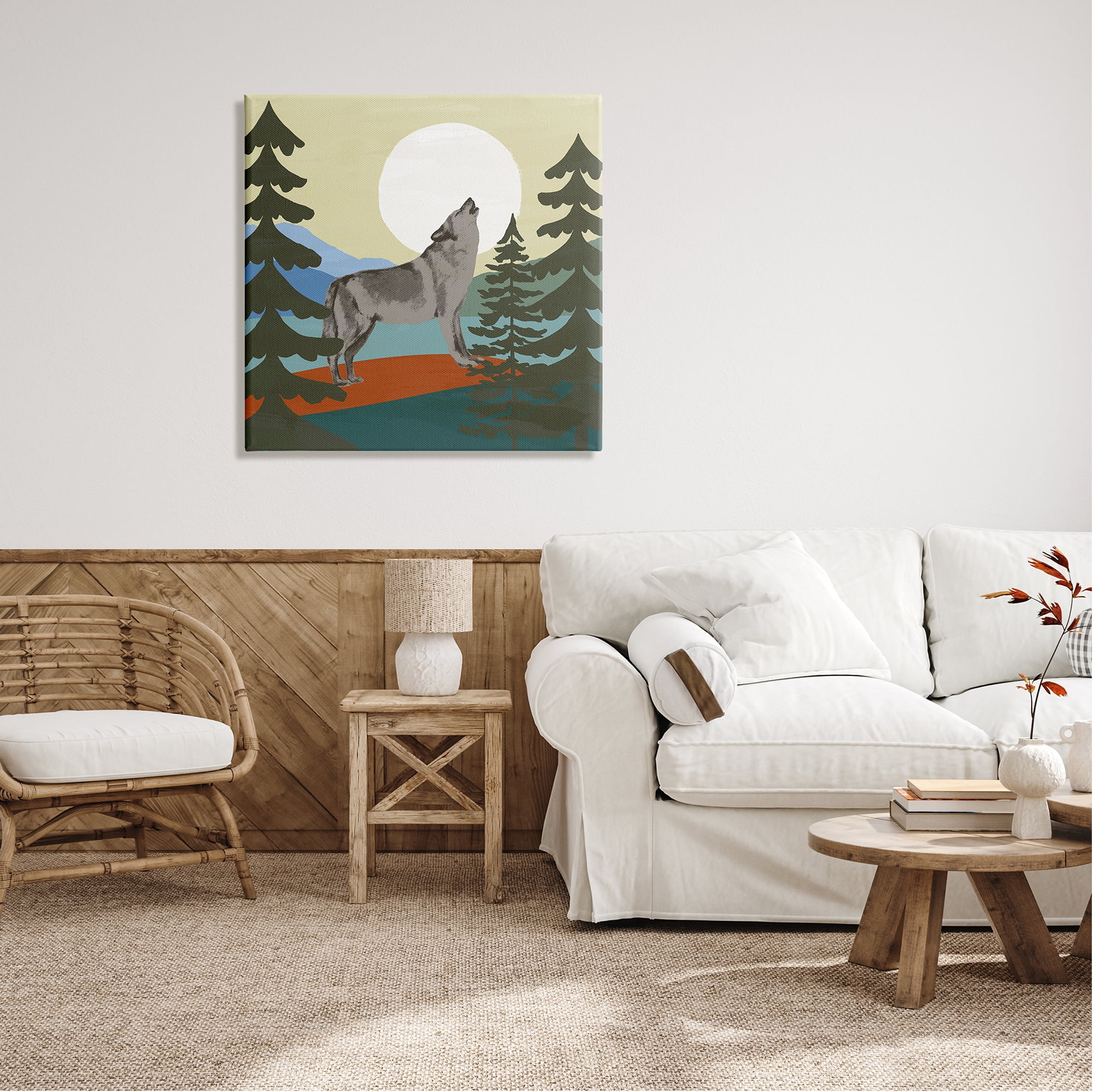 Stupell Industries Grey Wolf Howling Moon Woodlands Trees , 30 x 30, Design by Victoria Barnes