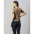 thumbnail image 7 of Moomaya Womens Printed Viscose Top, Ruffled, V-Neck, Elbow Sleeves Loose-Fit Summer Tops, 7 of 7