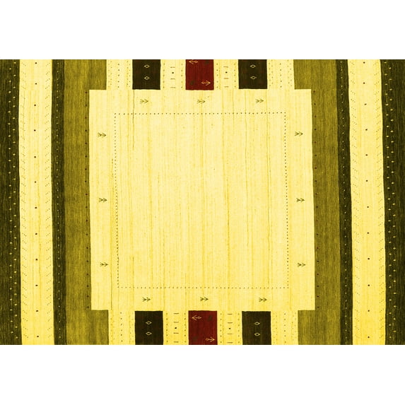 Ahgly Company Indoor Rectangle Solid Yellow Modern Area Rugs, 3' x 5'