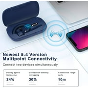 Bluetooth Headset, Wireless Bluetooth Earpiece with 500mAh Charging Case 72Hrs Talking Time, Built-in Mic for iOS Android Cell Phones, Wireless Headset V5.4 Hand-Free Headphones for Trucker/Office