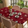 thumbnail image 3 of Christmas Table Cloths for 5 Foot Rectangle Tables, Winter Xmas Balls Cartoon Cute Weeping Red Patio Waterproof Elastic Fitted Tablecloths, Washable Rectangular Table Cover for Camping, 3 of 8