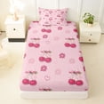 thumbnail image 3 of Erosebridal Girls Cute Cherry Bow Twin Sheet Sets 3pcs,Kids Teens Kawaii Groovy Flowers Bedding,Luxury Bedroom Decor, 3 of 5