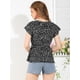 thumbnail image 5 of INSPIRE CHIC Blusa De Peplum Floral Con Volantes Cuello De Imitación Cruzado Informal Para Mujer Negro L, 5 of 6