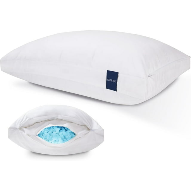 ACCURATEX Hybrid Pillow for Sleeping, Adjustable Shredded Memory Foam Pillow Core with Fluffy Down Alternative Fill Removable Cotton Cover,for Side,Back,Stomach Sleepers,Queen Size