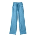 thumbnail image 4 of Ohufall Womens Sweatpant Drawstring Elastic Waist Pocket Pants Straight Leg Solid Color Loose Long Pant, 4 of 4