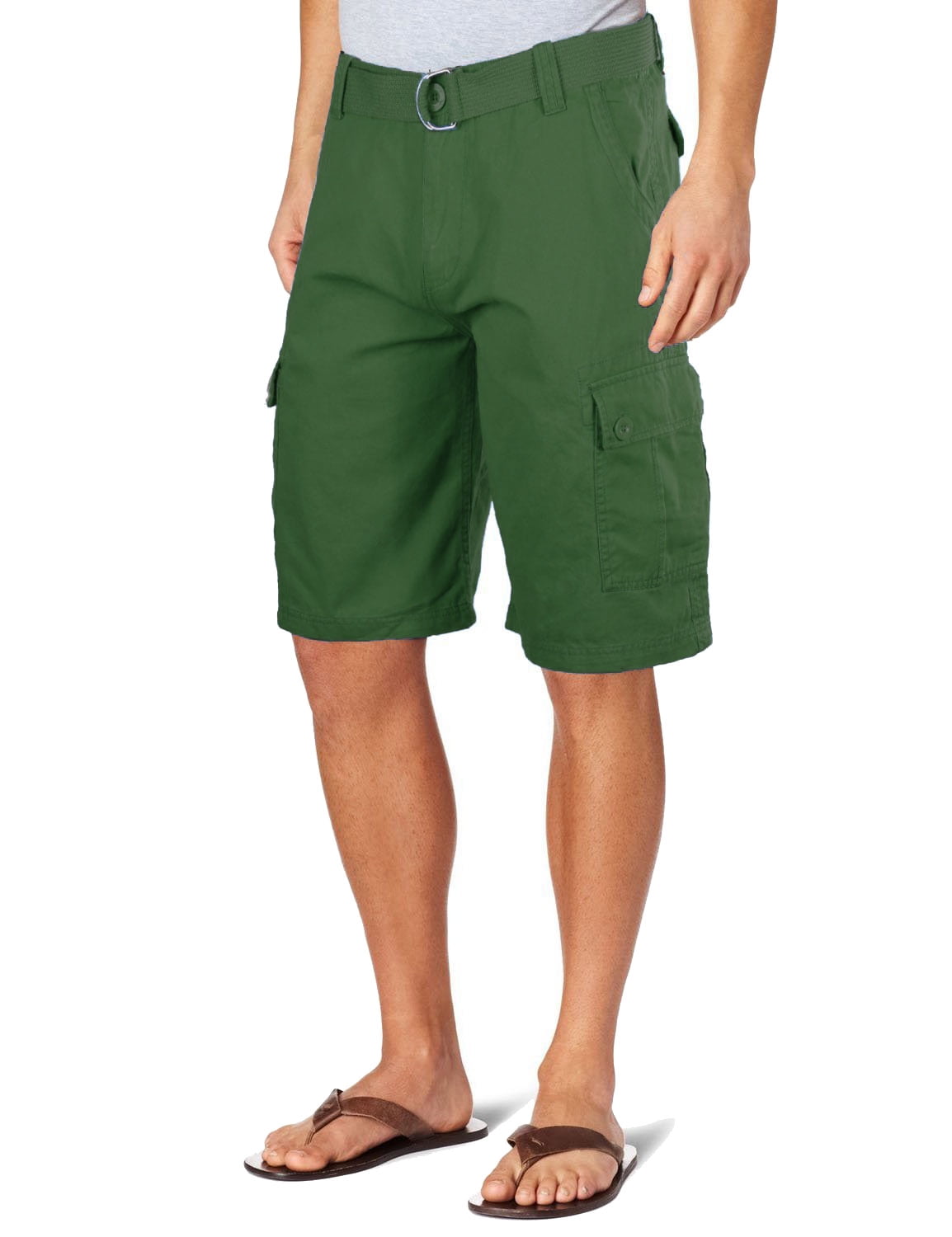 Ma Croix Men's Premium Multi Cargo Twill Cargo Shorts with Belt