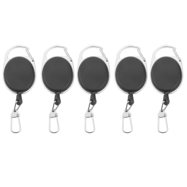 Lvero retráctil de 5 piezas, estuche de policarbonato duradero de utilidad, mosquetón de aleación de zinc, , negro - 56 x Hugo Retractor retráctil para llaves