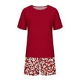thumbnail image 4 of DeHolifer Women's Summer 2 Piece Outfits Lounge Sets Short Sleeve Tee Shirts Tops Blouses Pockets Printed Shorts Tracksuit Red S, 4 of 4