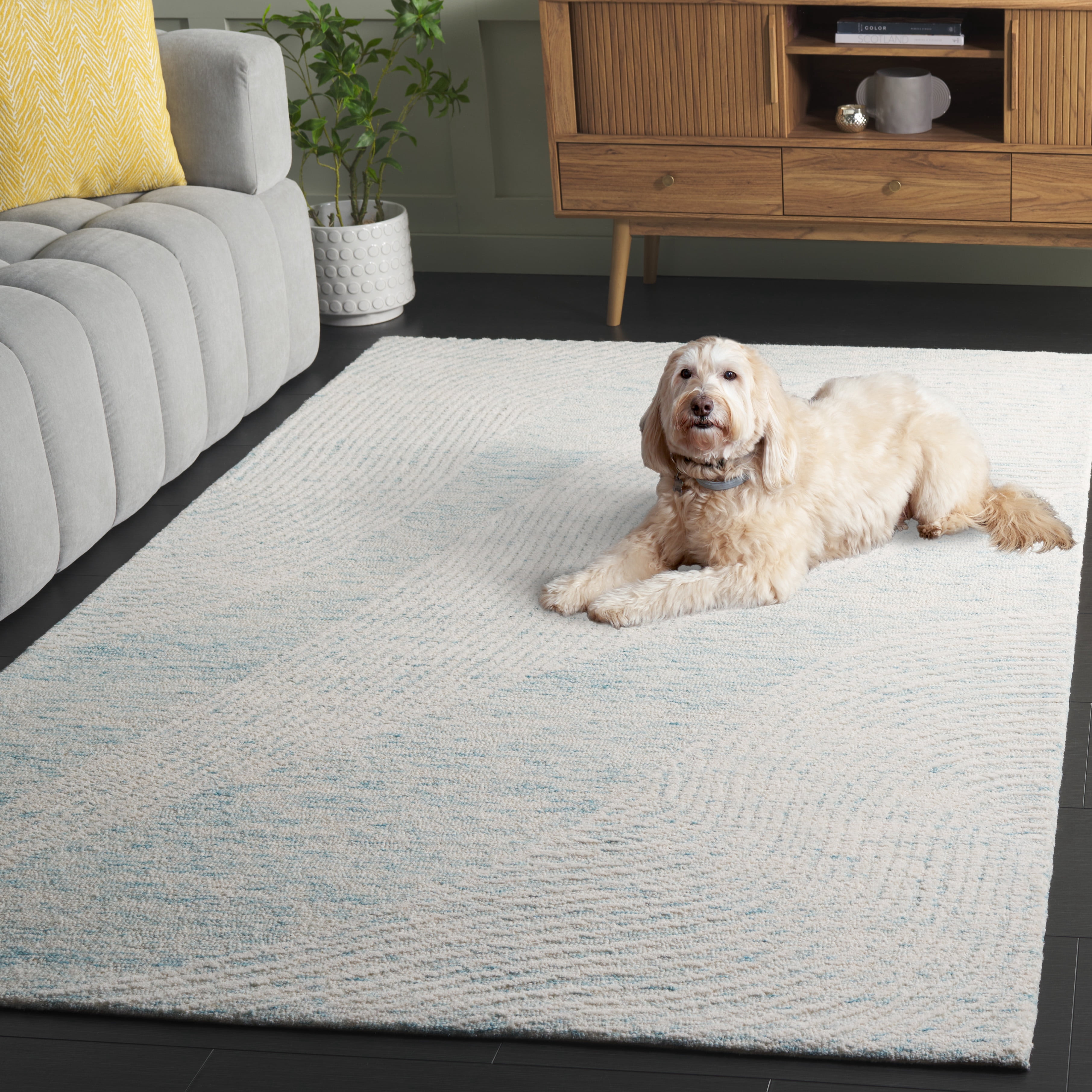 SAFAVIEH Pine Burke Abstract Area Rug, Turquoise/Ivory, 3' x 5'