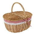 thumbnail image 1 of Cesta de picnic de mimbre, cesta de almacenamiento de mimbre con tapa y asa, estilo rústico vintage. Medio, 1 of 9