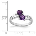 thumbnail image 2 of White Sterling Silver Ring Band Gemstone Amethyst Heart Purple, 2 of 2