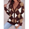 thumbnail image 6 of PRETTYGARDEN Women's Cardigan Argyle Winter Sweaters Cozy Warm Chunky Knit, Long Sleeve V Neck, Color Block Plaid, Button Up Pocket,Trendy Fall Jackets, Holiday Going Out Outfits, 6 of 9