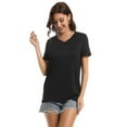 thumbnail image 6 of Women's V Neck Short Sleeve Slim Fitted T-Shirt Stretchy Bodycon Basic Top Casual Active Tee, 6 of 7