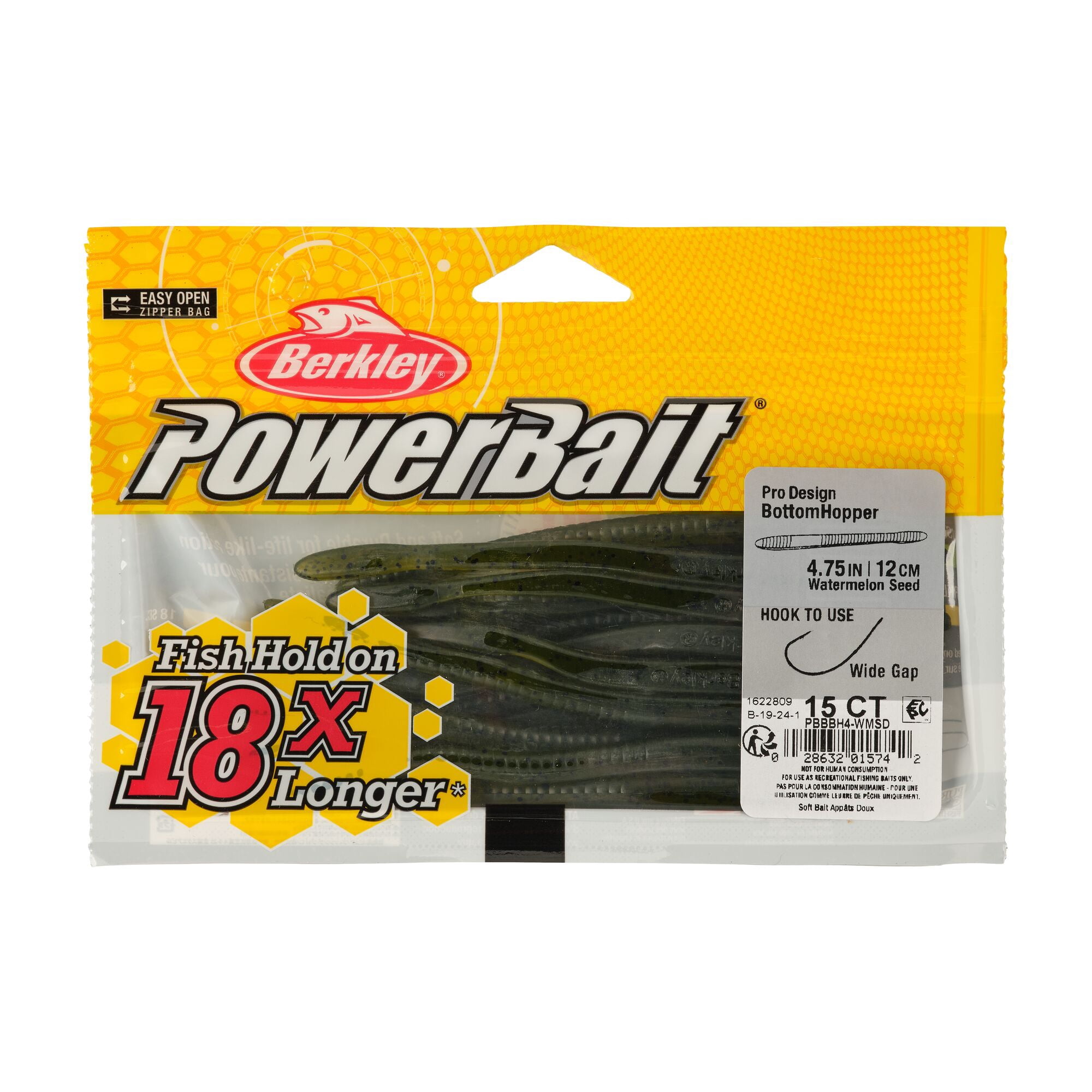 Berkley PowerBait® Bottom Hopper, 4.75 in, Worms, Watermelon Seed (15 Count)