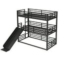 thumbnail image 5 of Generic Twin XL Triple Bunk Bed with Slide, 3-Tier Metal Bed Frame with Safety Guardrails & Noise-Reduced Design, Heavy-Duty Space-Saving Structure Shared Rooms, Dorms, Black, 5 of 9