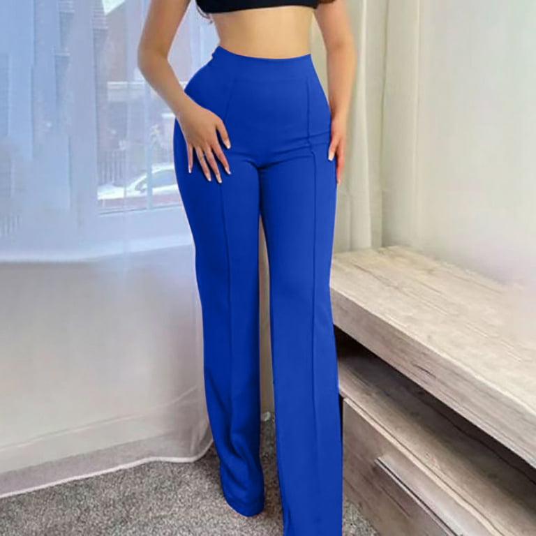 YWDJ Bell Bottom Pants for Women 70s Leggings High Waist High Rise Flared  Elastic Waist Casual Stretchy Long Pant Fashion Comfortable Solid Color  Leisure Pants Pants Everyday Wear 31-Blue L 