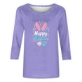 thumbnail image 4 of lcziwo Clearance Sales Today Sales Prime 3/4 Length Sleeve Womens Tops 2025 Easter Cute Rabbit Graphic Tees Shirt Casual Loose Fit Crewneck Pullover Blouses Purple L, 4 of 5