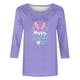 thumbnail image 4 of Mujeres 3/4 Manga Tops Impresión Casual Cuello Redondo Camiseta Top Blusa, Poliéster Toda la Temporada, 4 of 4