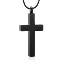 Cross Necklace for Ashes - Stainless Steel Keepsake Cremation Jewelry - Religious Cross Memorial Urn Necklace for Pet Human Ashes Pendant