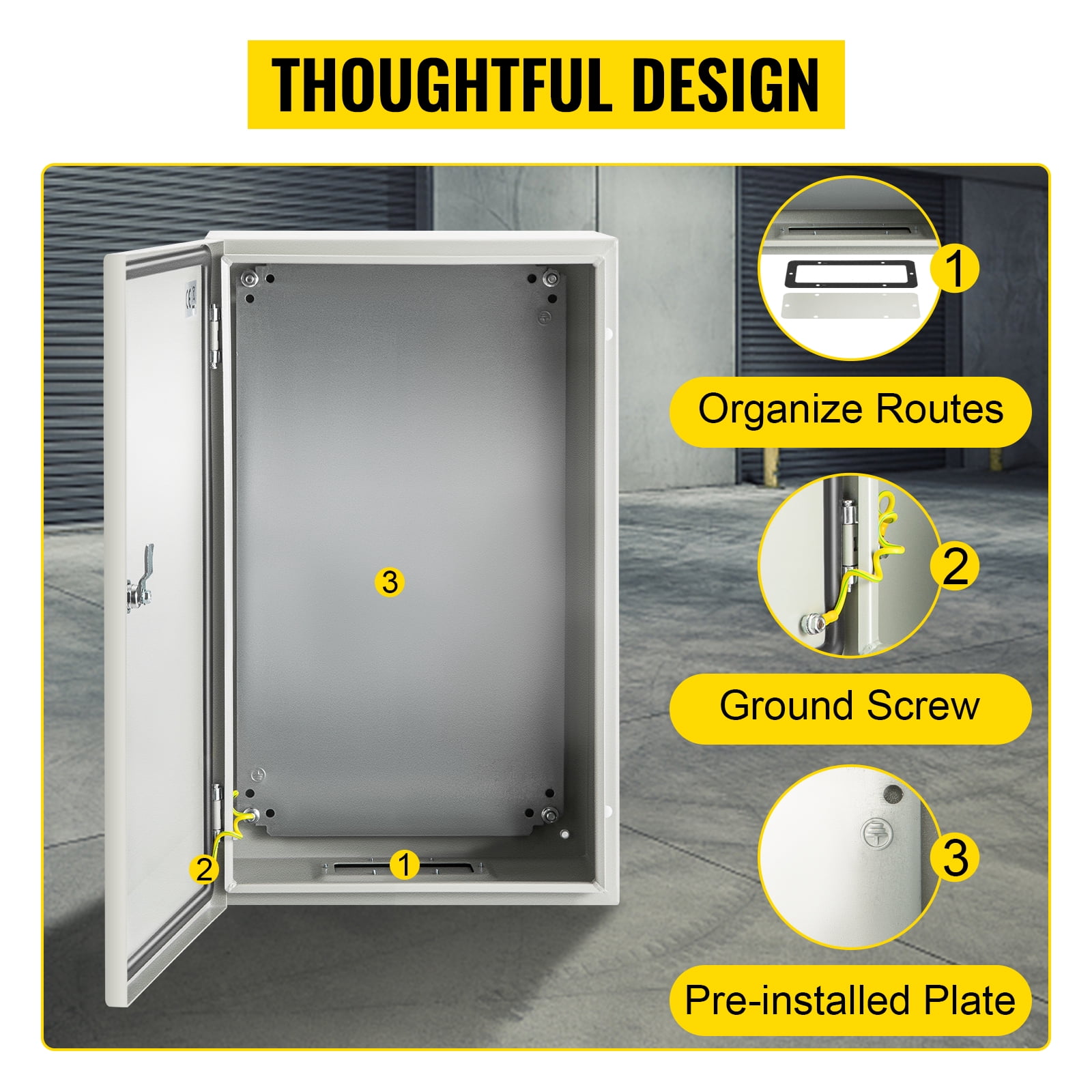 VEVOR Gray Carbon Steel 22.83"x14.57"x12.6" IP65 Weatherproof Electrical Enclosure Box