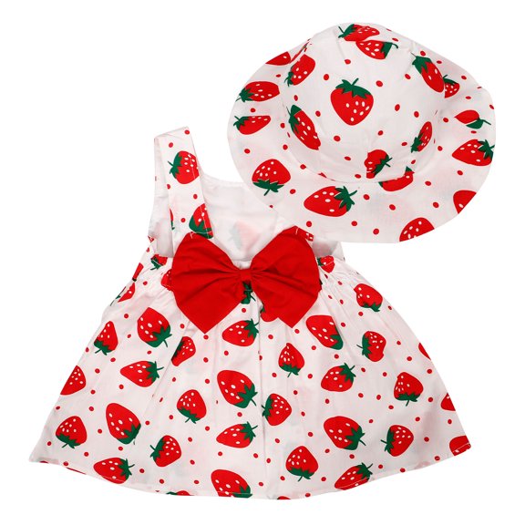 PENIKOKO Baby Girl Strawberry Outfit Red Dress Set for Newborn Photoshoots