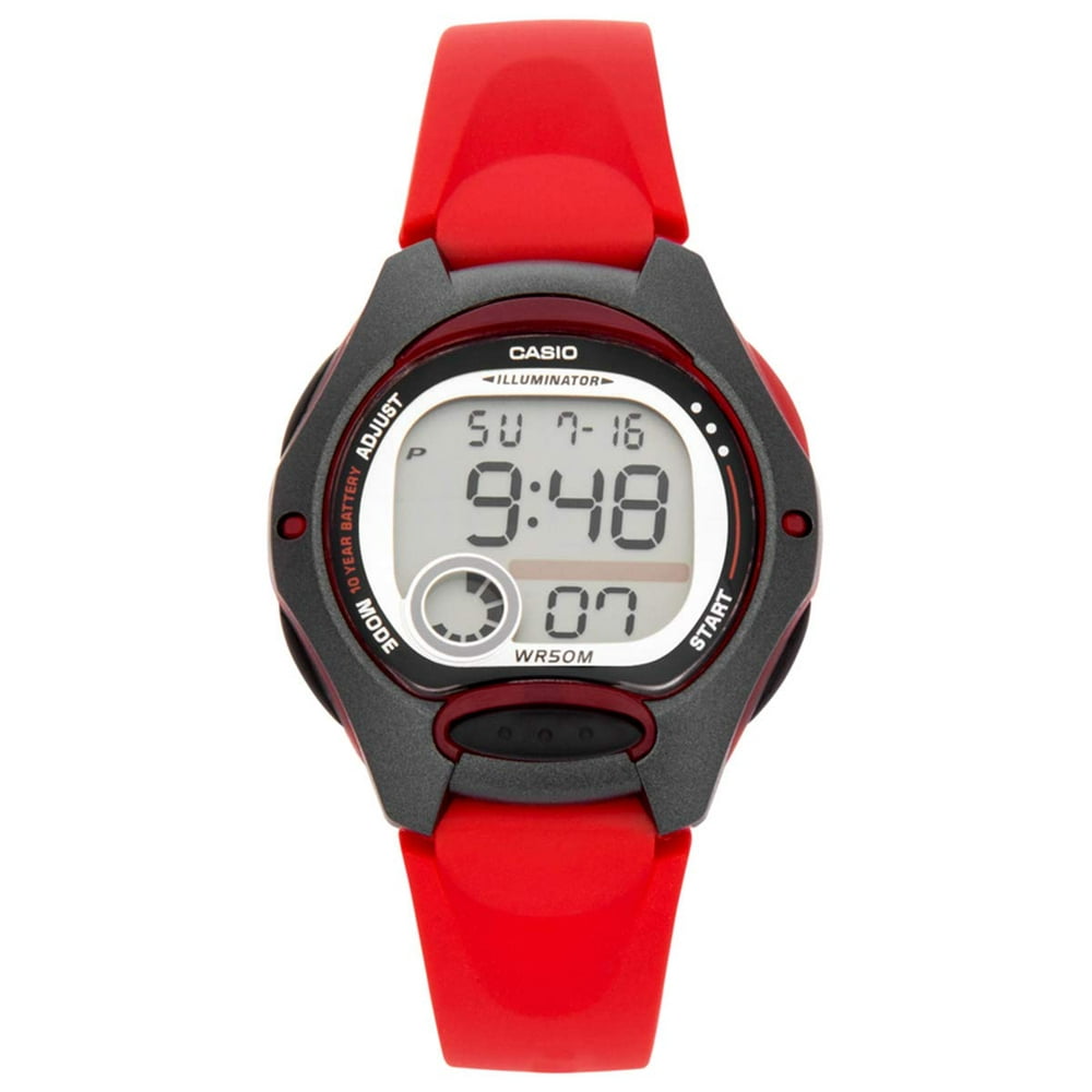 Casio - Women's LW-200-4AVEF Collection Digital Quartz Red Resin Watch ...