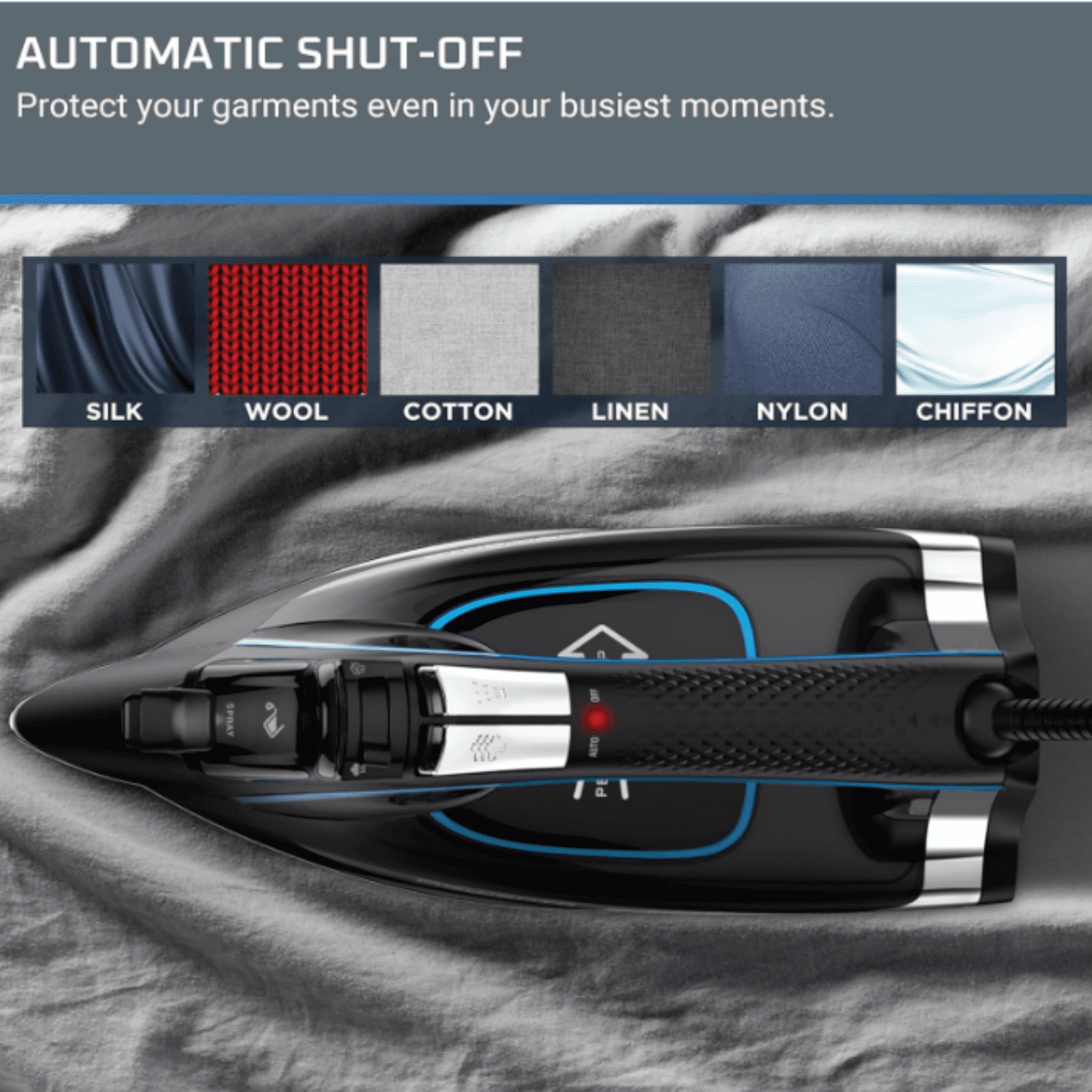 Smart Steam Iron, Perfect Temp Technology, 35 Gram/Minute of Continuous Steam Output, DW3261U1, Auto Shutoff, Black
