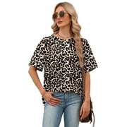 Ronuti Oversized T Shirts for Women Short Sleeve Vintage Print Cotton Tees Washed Shirts Casual Baggy Womens Tops