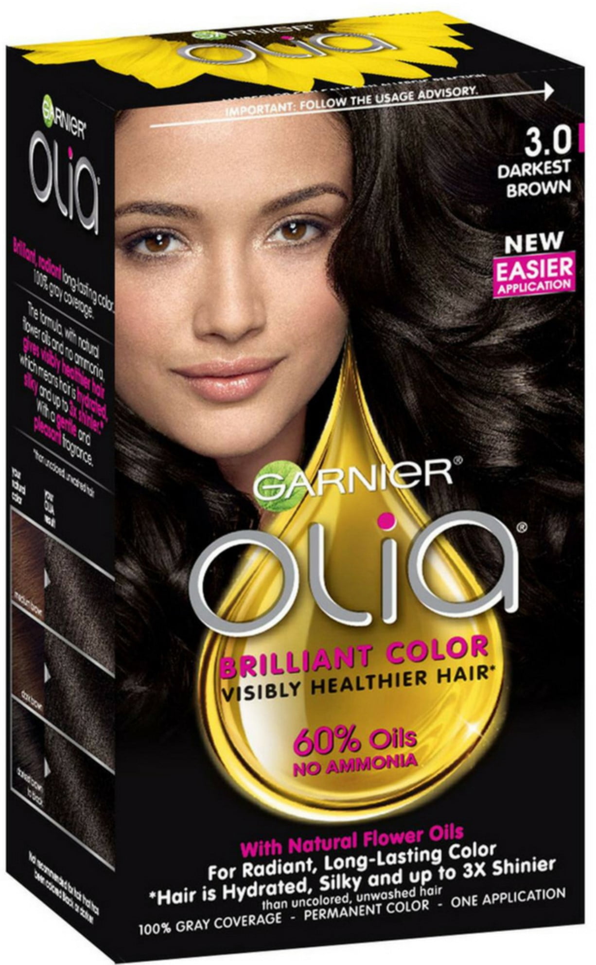 Garnier Olia Ammonie Free Hair Color [] Darkest Brown 1 ea (Pack of 2) -  