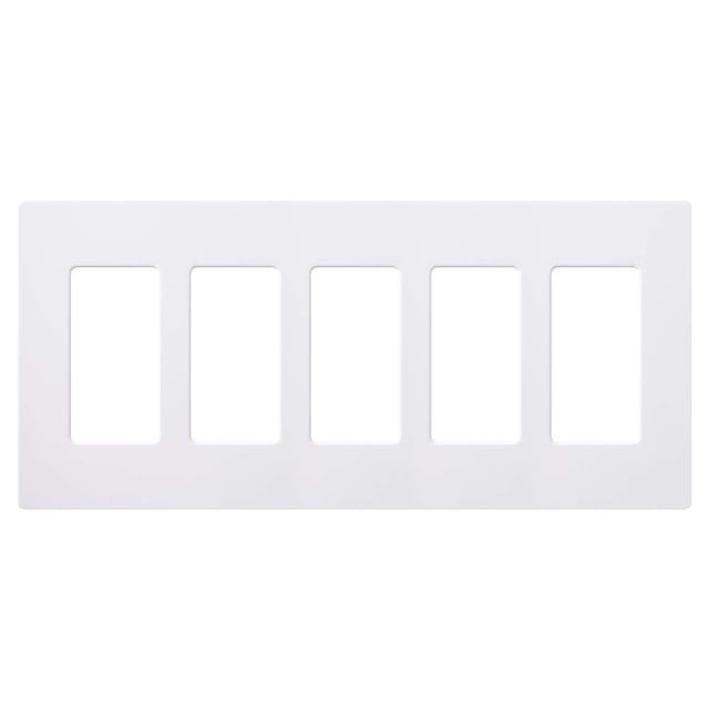Placa de Pared Lutron CW-5-WH 5 Módulos Sin Tornillos Blanco Brillante