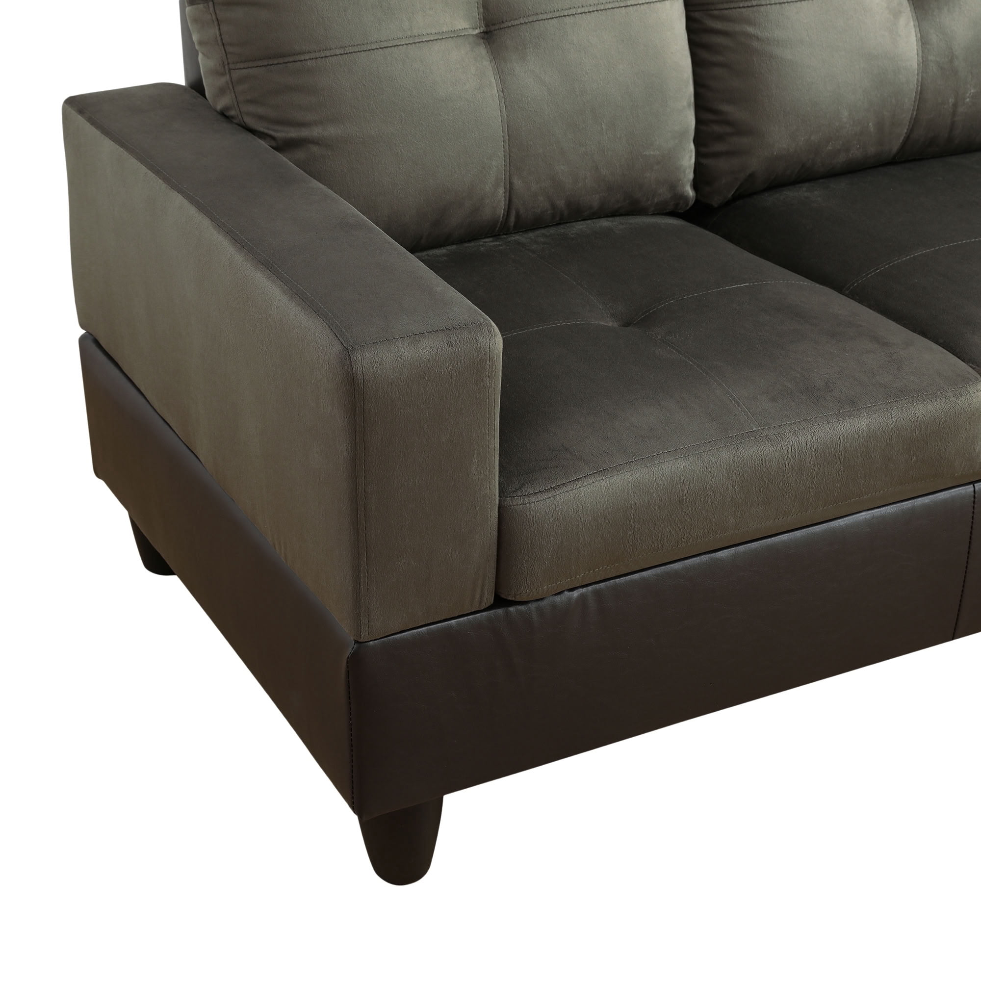 MAYEERTY L-Shaped Sectional Sofa Set, Flannel Modular Couch with Storage Ottoman & Chaise for Living Room Family Room, Taupe