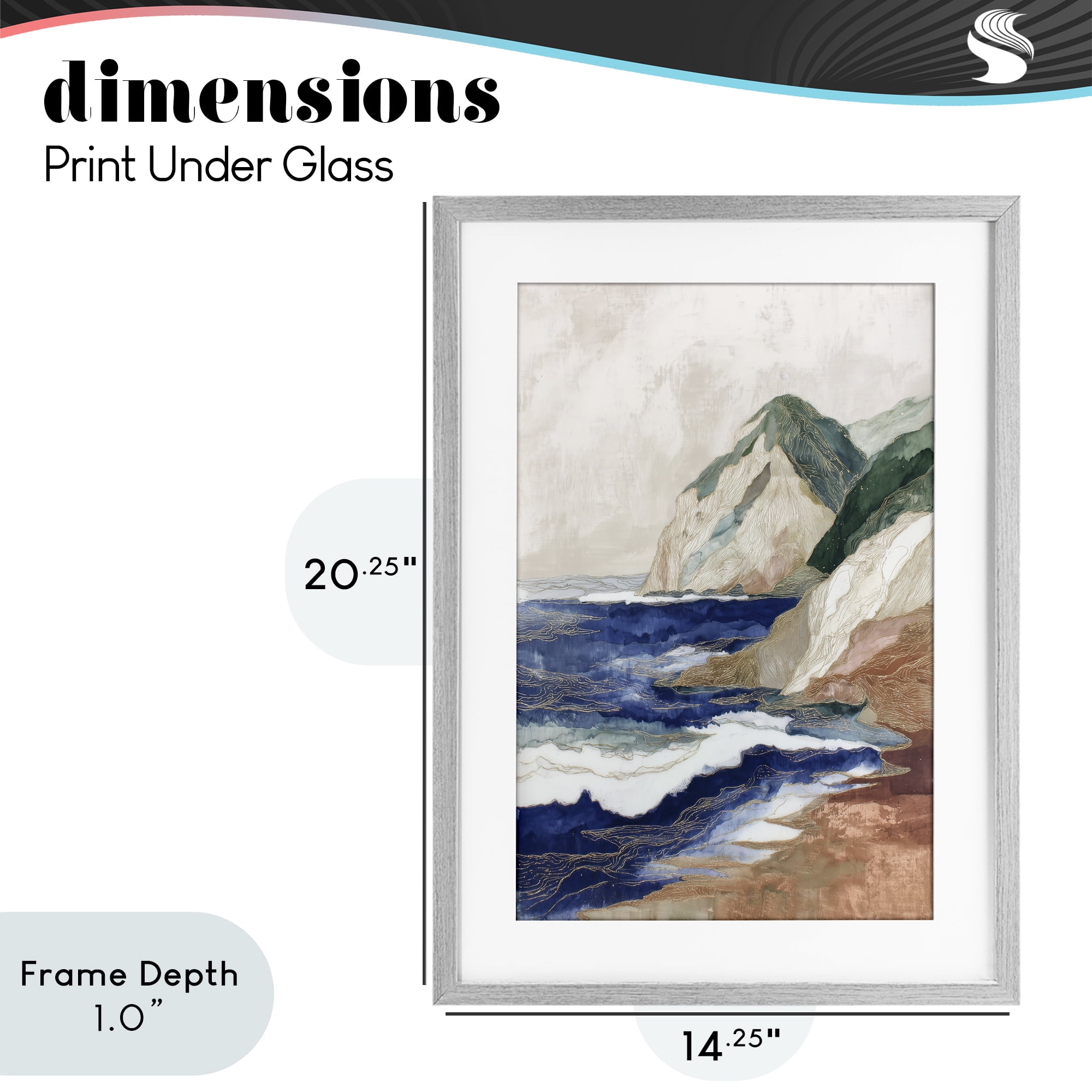 Stupell Industries Cliff Next To The Sea Gray Framed Print Under Glass, design by Chromatic Storm Studio