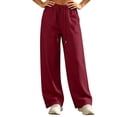thumbnail image 2 of Xaqiouau Women Wide Leg Sweatpants High Waisted Baggy Lounge Pants Loose Fit Casual Joggers Drawstring Athletic Trousers with Pockets, 2 of 6