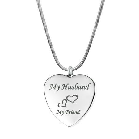 Anavia Husband My Friend Love Heart Cremation Jewelry Memorial Necklace Ash Urn with Gift