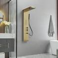 thumbnail image 2 of 1-Jet Rainfall Shower Panel System with Rainfall Waterfall Shower Head and Shower Wand in Brushed Gold, 2 of 13