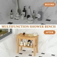 thumbnail image 2 of Bambloom Bamboo Shower Bench,Waterproof Non-Slip Shower Stool,Natural, 2 of 7