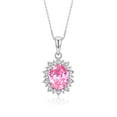 thumbnail image 3 of RYLOS Women's 14K White Gold Princess Diana Ring & Necklace Set. Gemstone & Diamonds, 9X7MM  Pink Ice October Birthstone . 2 PC Perfectly Matched Gold Jewelry Ring Size 6, 3 of 10