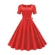 thumbnail image 3 of Vestido Delantero Con Lazo De Lunares, Vestido De Manga Corta Con Cuello Cuadrado Elegante Vintage, Ropa De Mujer, 3 of 4