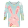 thumbnail image 5 of Xixinqiwan Women Cute Easter's Day Shirt,Womens Tops Trend Three Quarter Sleeve Printed Cartoon Easter Bunny Tshirt Top Easter Dress for Women, 5 of 5