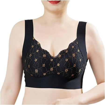 Busydd Womens Bras High Support Sports Bra Full Figure Seamless Underwear Lace Bralettes for Women No Underwire Comfort Embroidered Wireless Everyday Bralettes Solid Color Push Up Bra