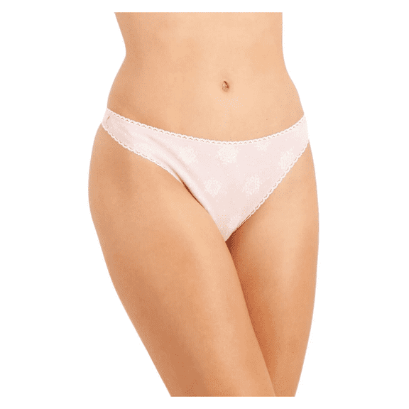 Charter Club Women's Cotton Thong Panty, Pink Snowflakes XL