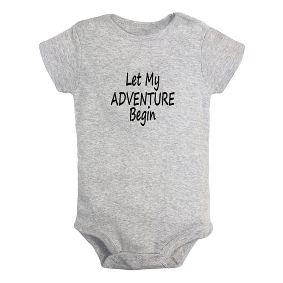 Let My Adventure Begin Funny Rompers For Babies, Newborn Baby Unisex Bodysuits, Infant Jumpsuits, Toddler 0-24 Months Kids One-Piece Oufits (Gray, 0-6 Months)