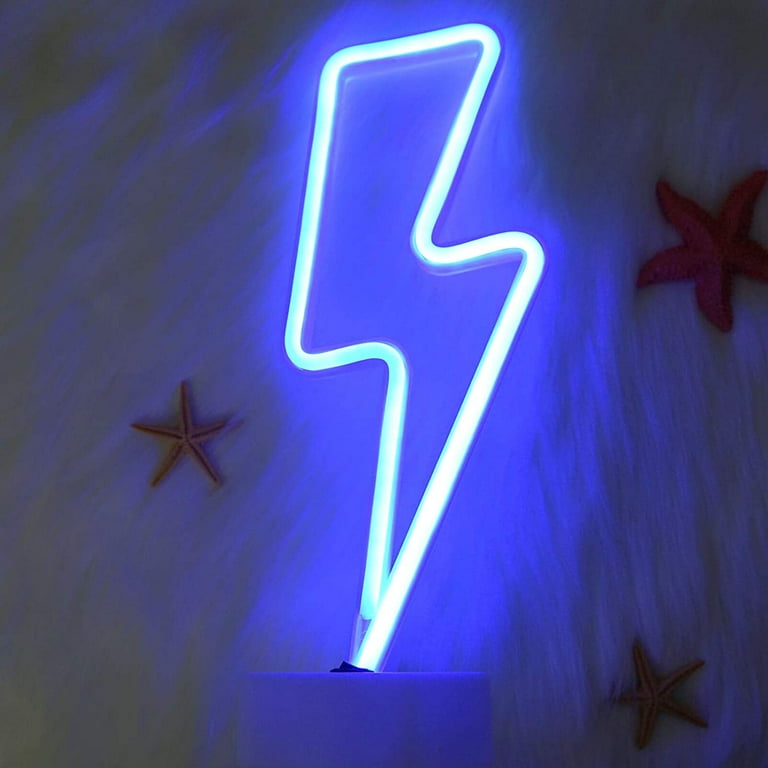 håndflade gå korroderer Morease LED Lights, Lightning Bolt Led Neon Sign with Base, USB  Charging/Battery Operated Neon Light Sign, Cool Lamps Blue Lights Room  Decor for Bedroom Aesthetic Cool Room Decor - Walmart.com