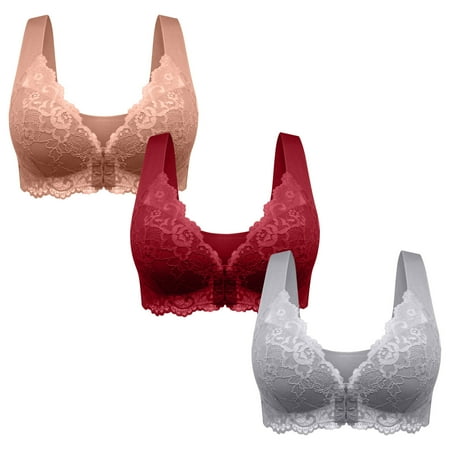 LLYWEY Women s Push up Bras Discounts Front Close Wire-Free Bra Ladies Nursing Bra Style-361 Women Pullover Bra Feature Adult Female T-Shirt Sports Bras Multicolor 44B