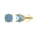 thumbnail image 2 of 1 Ct Round Cut Studs Natural Sky Blue Topaz 14K Yellow Solid Solid Gold Everyday Dainty Earrings Screw Back, 2 of 7
